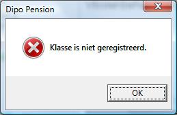 Klasse is niet geregistreerd